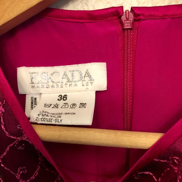 Escada Fuscia Embroidered Silk Dress - Picture 3 of 8